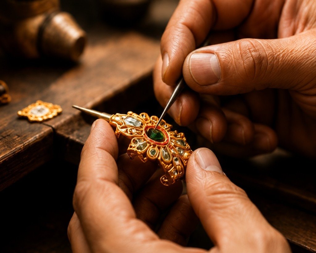 Artisan crafting fine Geetanjali jewellery by hand
